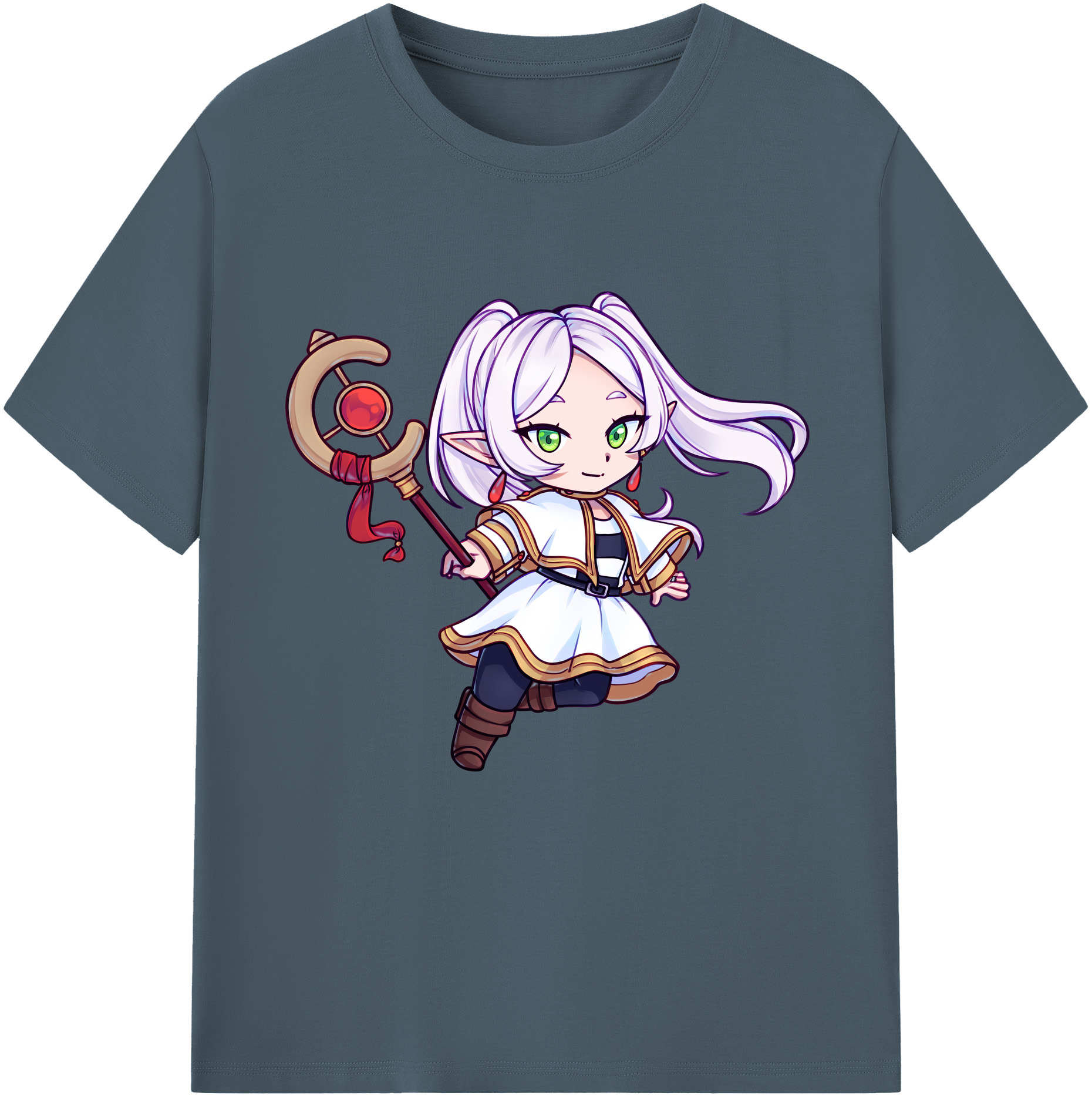 （画像用） 葬送のフリーレン Frieren 綿100％半袖Tシャツ（フロントプリント）